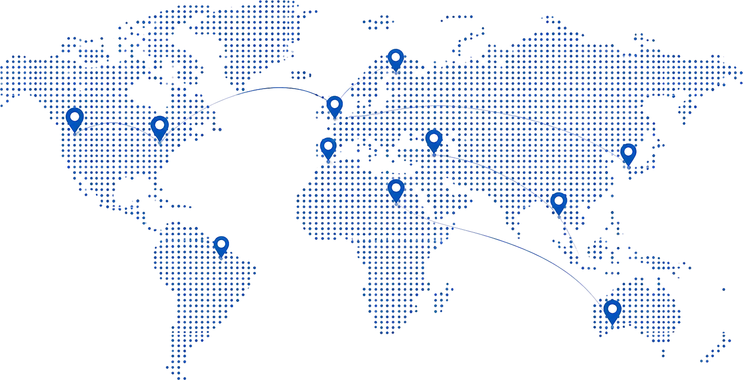 Mapa con los puntos de la red de agentes de Quantik en el mundo